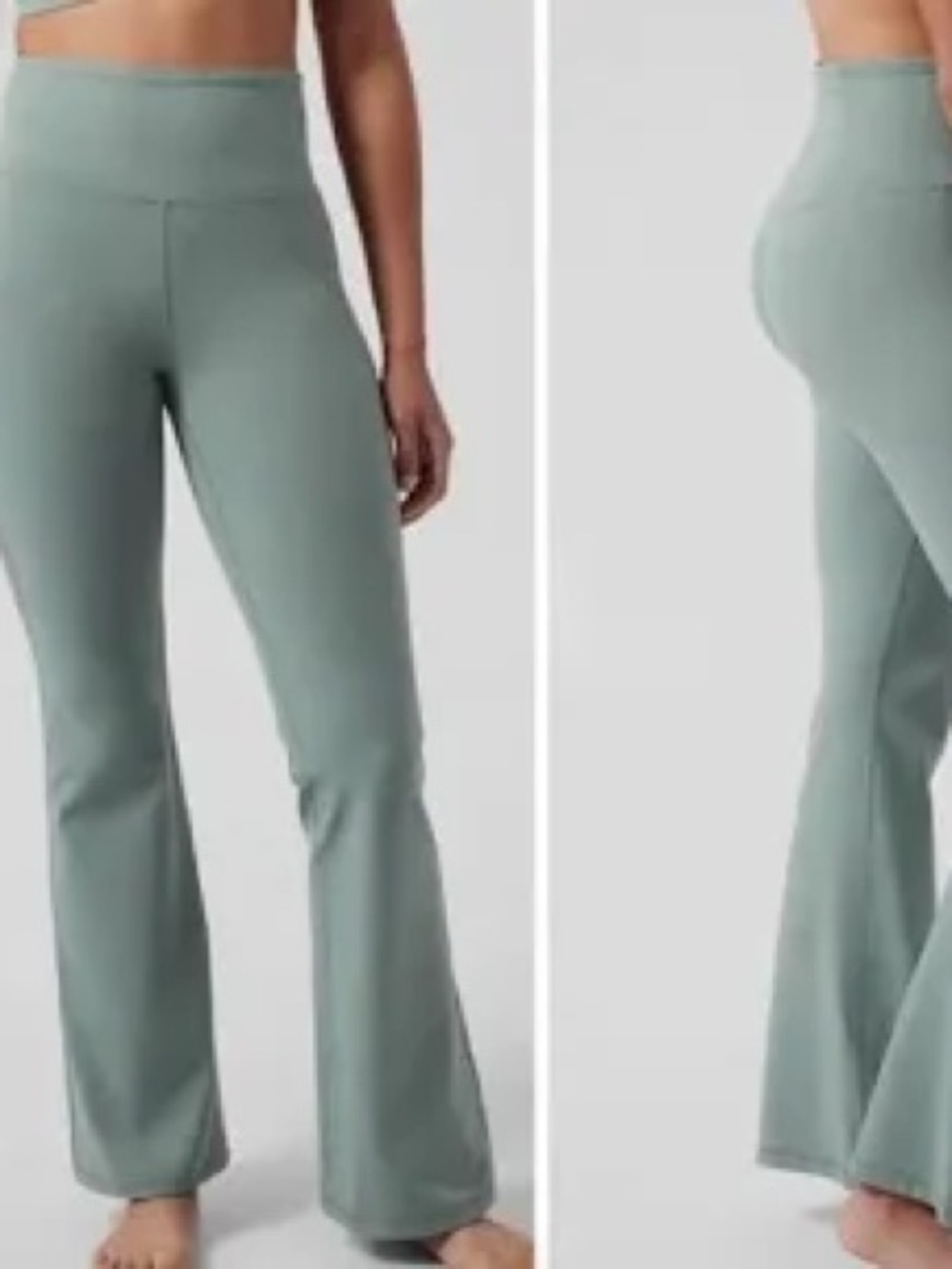 Athleta Elation Flare Yoga Pants Leggings in Sage Green size M high rise